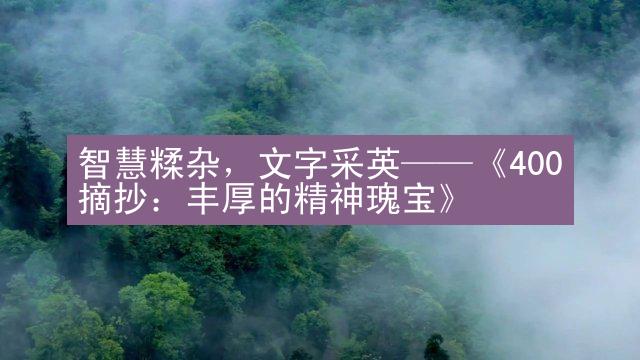 智慧糅杂，文字采英——《400摘抄：丰厚的精神瑰宝》