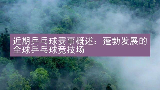 近期乒乓球赛事概述：蓬勃发展的全球乒乓球竞技场